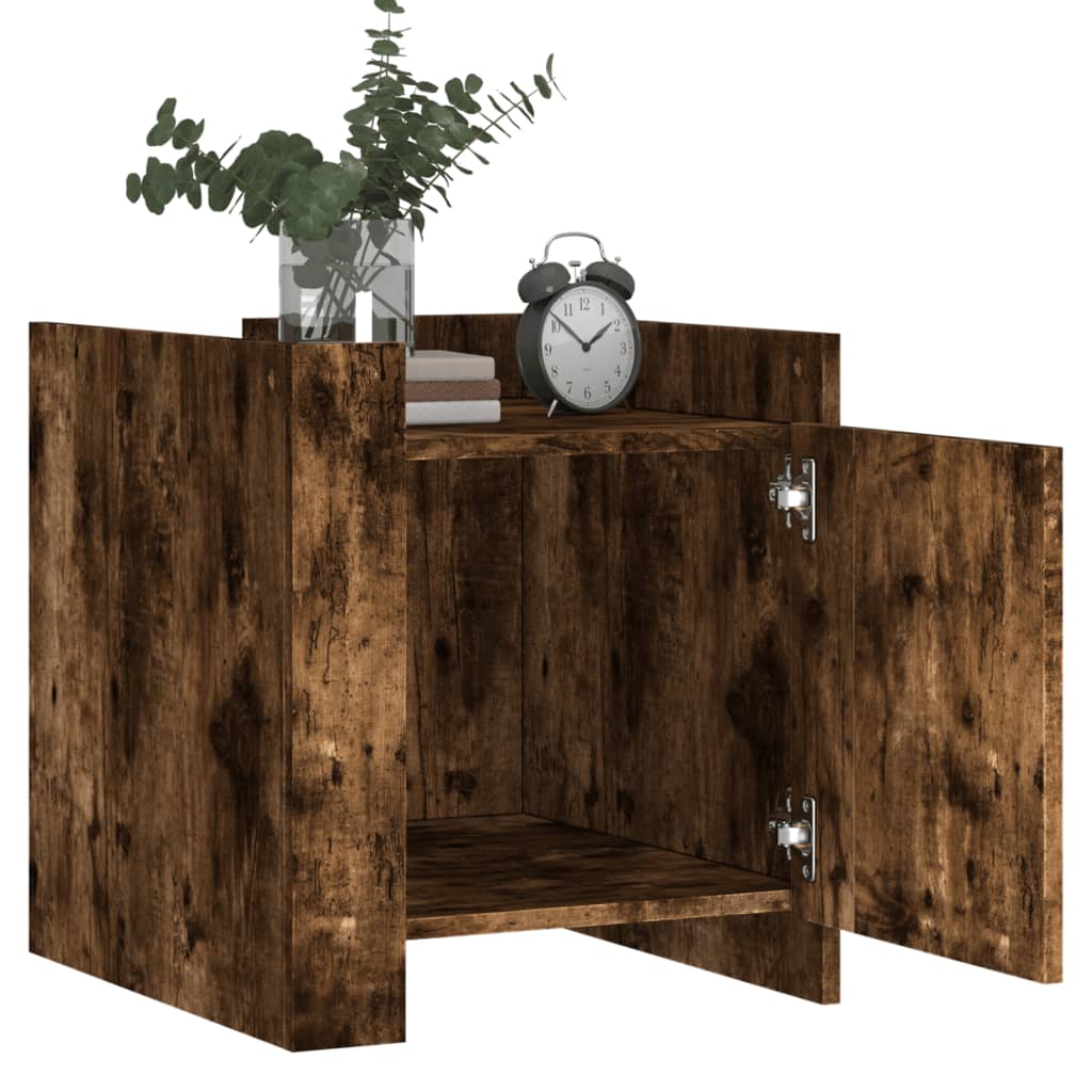 Table de chevet chêne fumé 45x50x50 cm bois d'ingénierie - XIOS