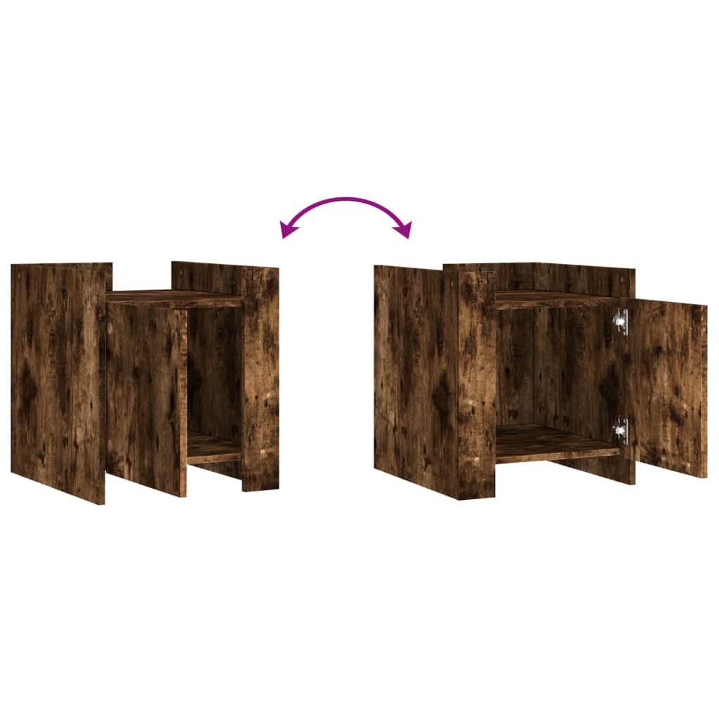 Table de chevet chêne fumé 45x50x50 cm bois d'ingénierie - XIOS