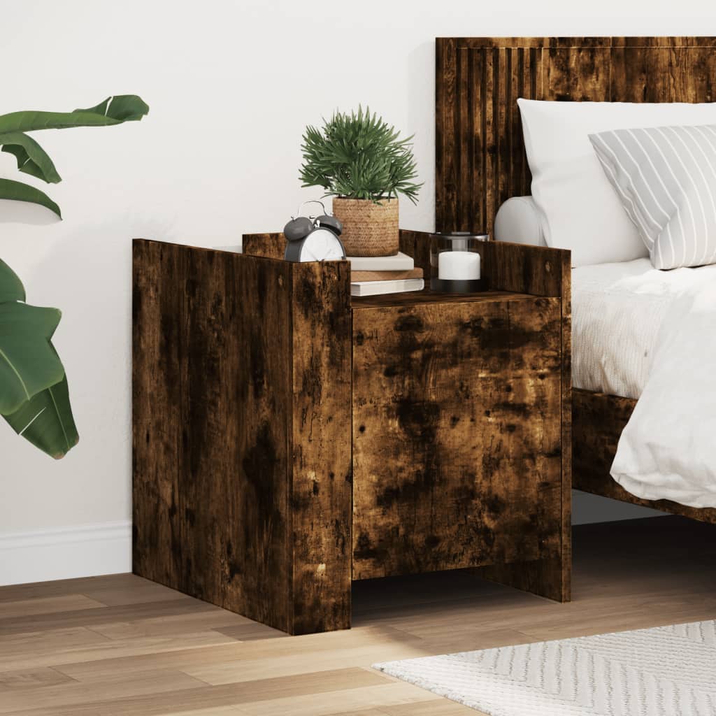 Table de chevet chêne fumé 45x50x50 cm bois d'ingénierie - XIOS