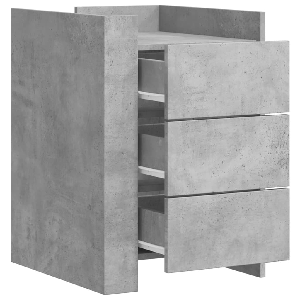 Table de chevet gris béton 45x50x65 cm bois d'ingénierie - XIOS