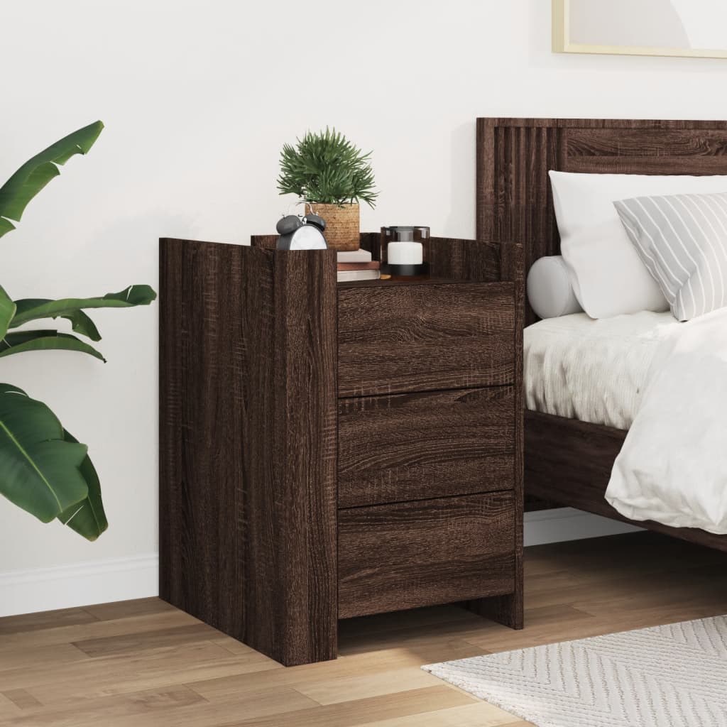 Table de chevet chêne marron 45x50x65 cm bois d'ingénierie - XIOS