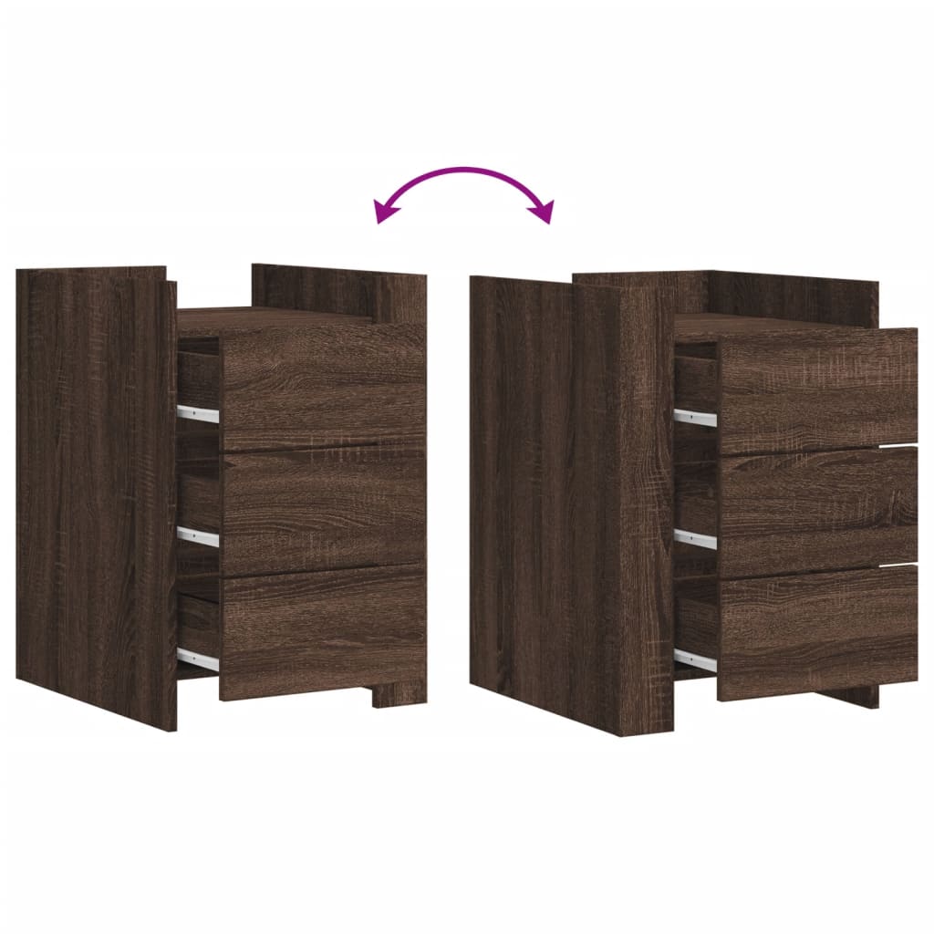 Table de chevet chêne marron 45x50x65 cm bois d'ingénierie - XIOS