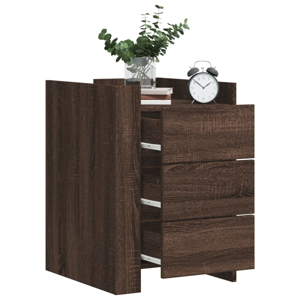Table de chevet chêne marron 45x50x65 cm bois d'ingénierie - XIOS