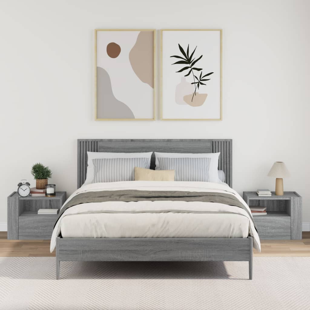 Tables de chevet murales 2 pcs sonoma gris 45x30x35 cm - XIOS