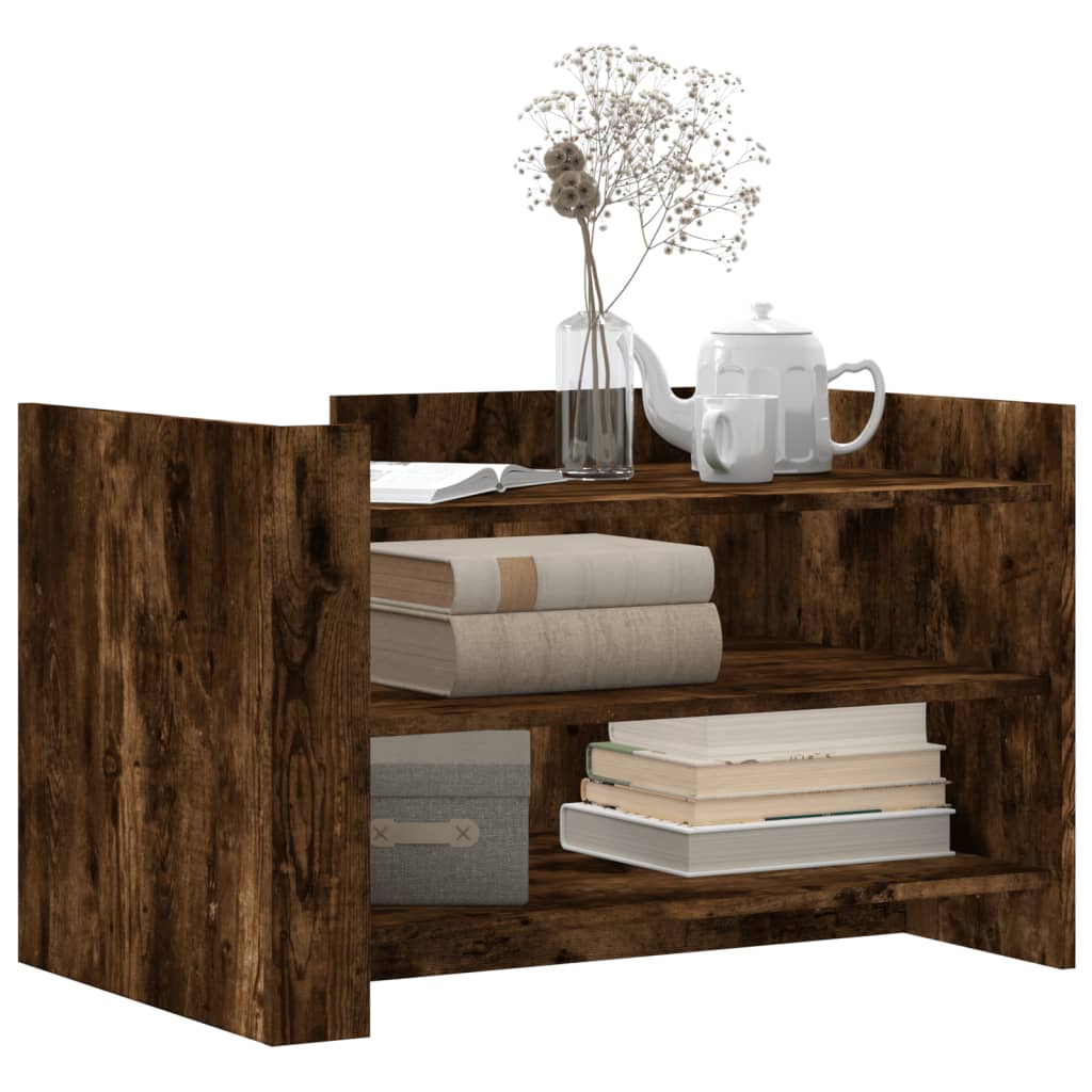 Table basse chêne fumé 80x50x50 cm bois d'ingénierie - XIOS