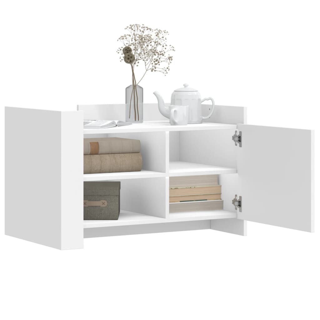 Table basse blanc 80x50x50 cm bois d'ingénierie - XIOS