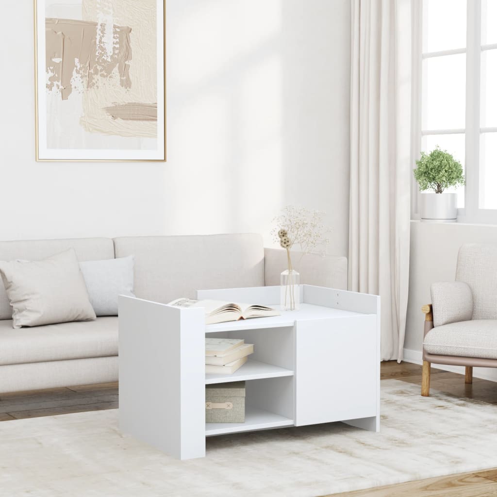 Table basse blanc 80x50x50 cm bois d'ingénierie - XIOS