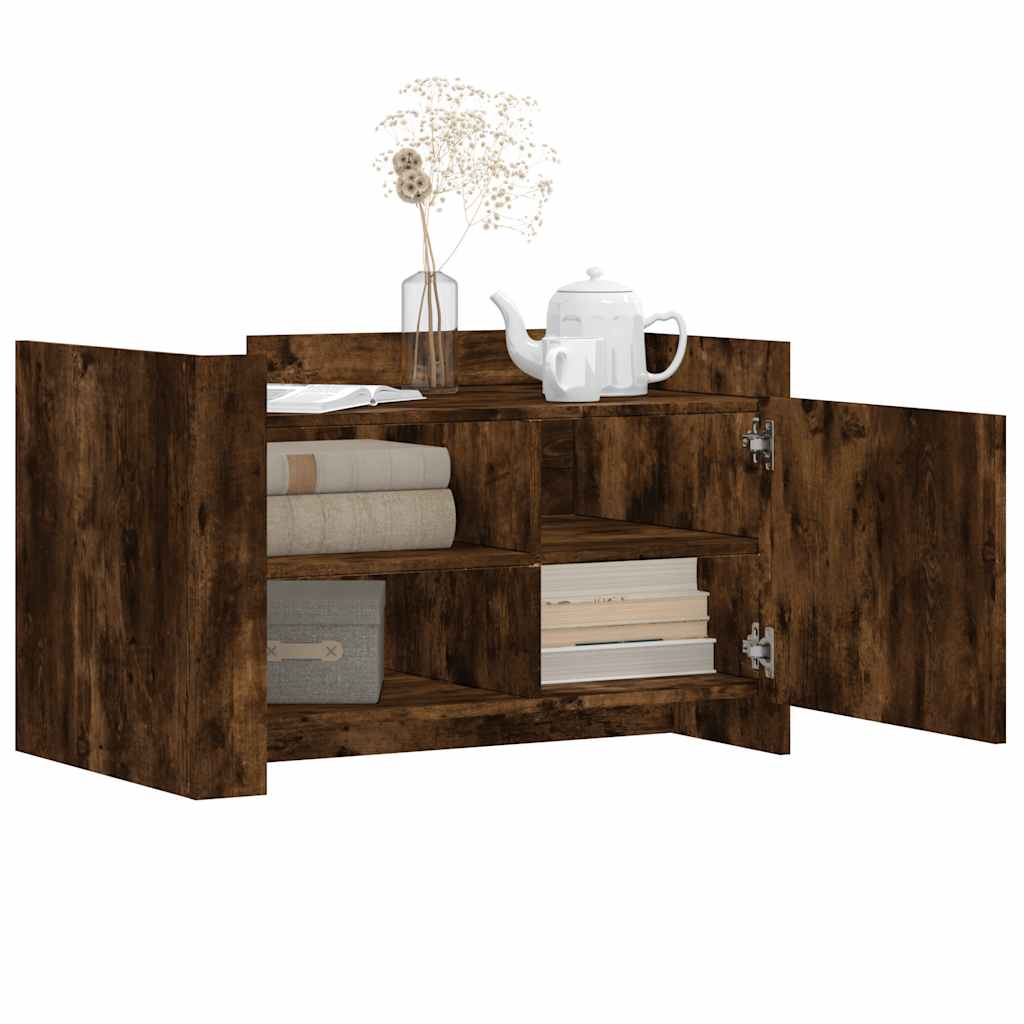 Table basse chêne fumé 80x50x50 cm bois d'ingénierie - XIOS