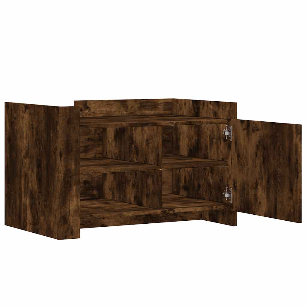 Table basse chêne fumé 80x50x50 cm bois d'ingénierie - XIOS