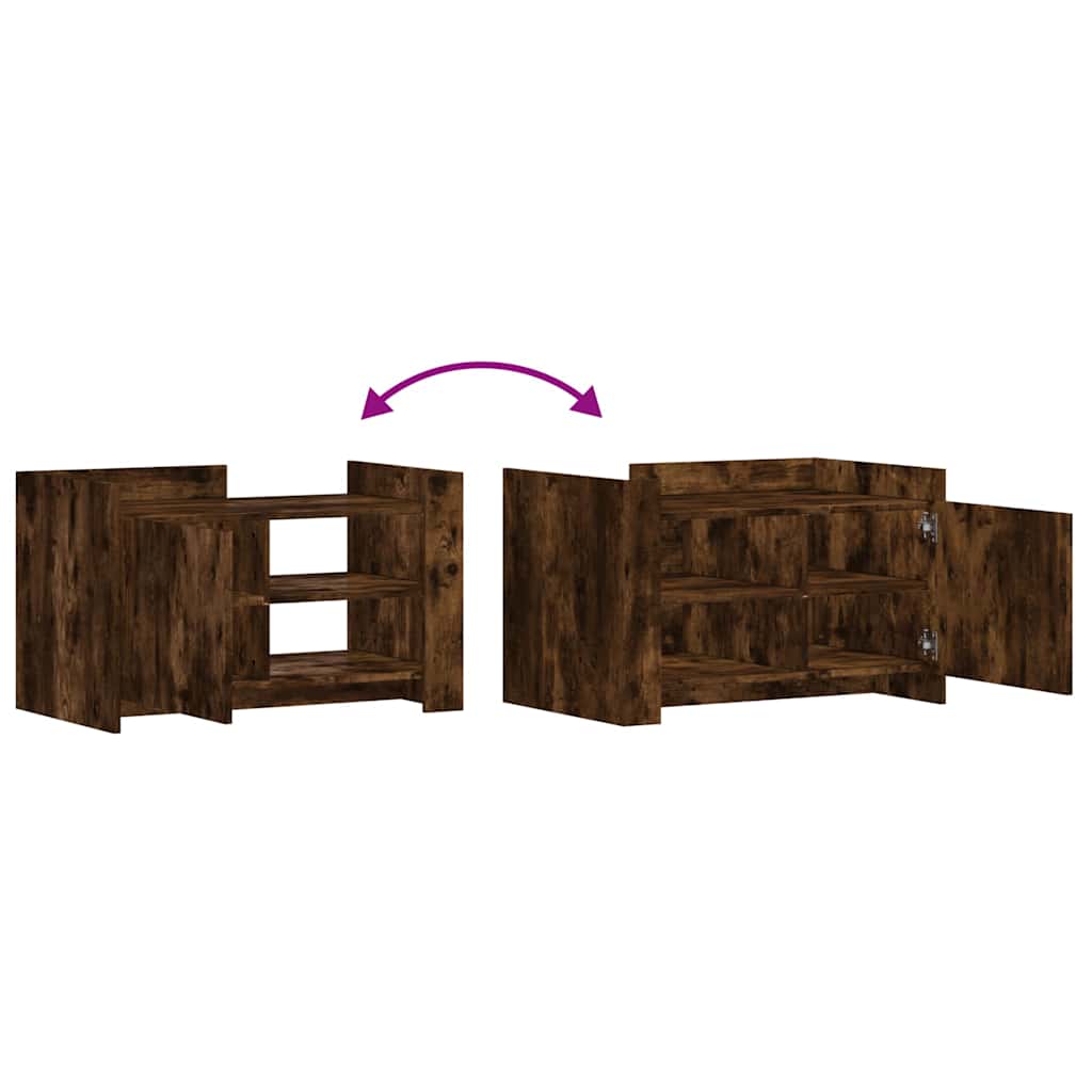 Table basse chêne fumé 80x50x50 cm bois d'ingénierie - XIOS