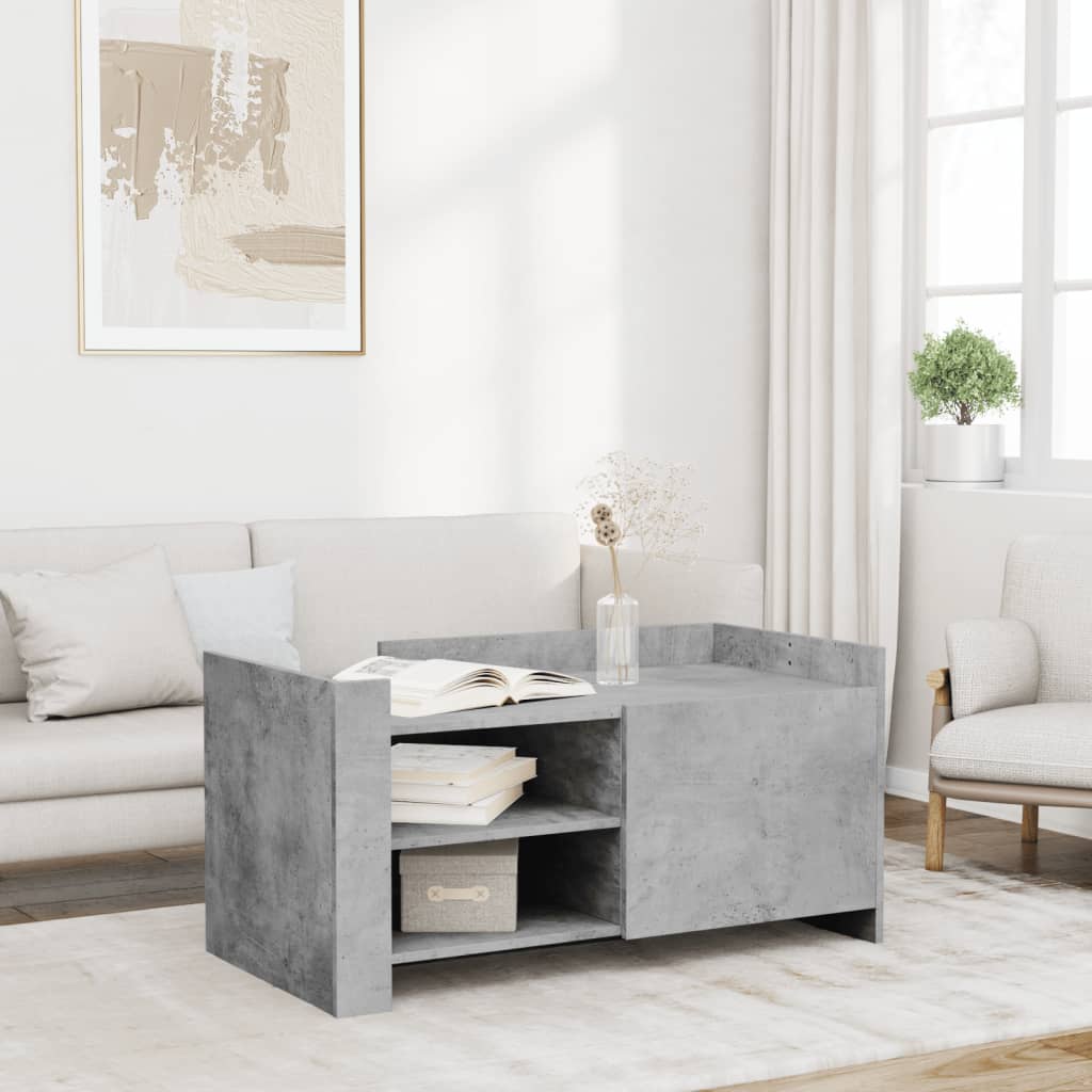 Table basse gris béton 100x50x50 cm bois d'ingénierie - XIOS