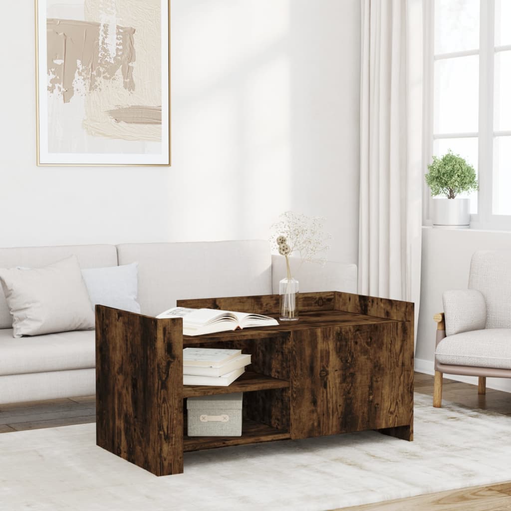 Table basse chêne fumé 100x50x50 cm bois d'ingénierie - XIOS