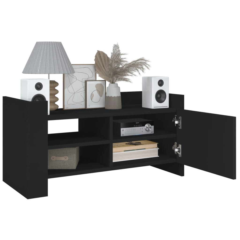 Meuble TV noir 80x35x40 cm bois d’ingénierie - XIOS