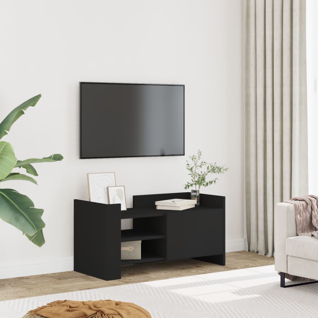 Meuble TV noir 80x35x40 cm bois d’ingénierie - XIOS