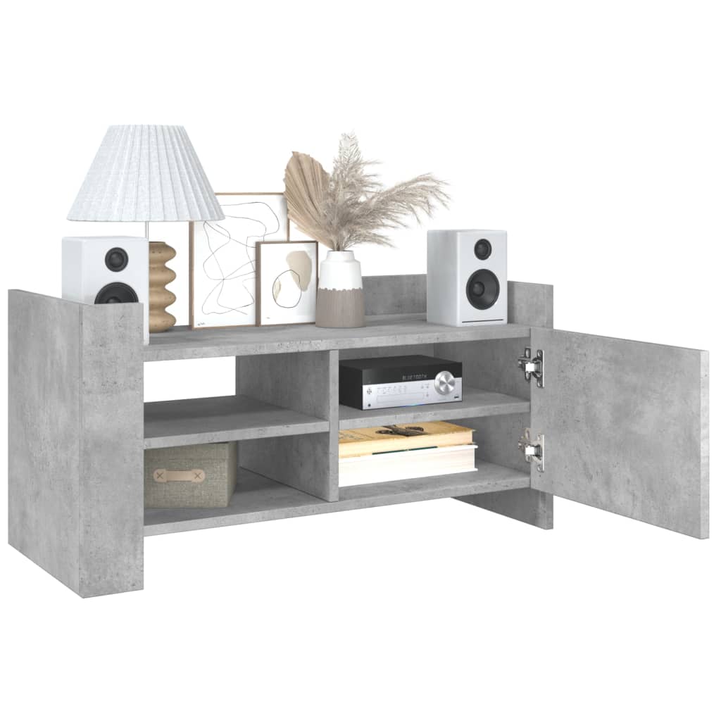 Meuble TV gris béton 80x35x40 cm bois d'ingénierie - XIOS