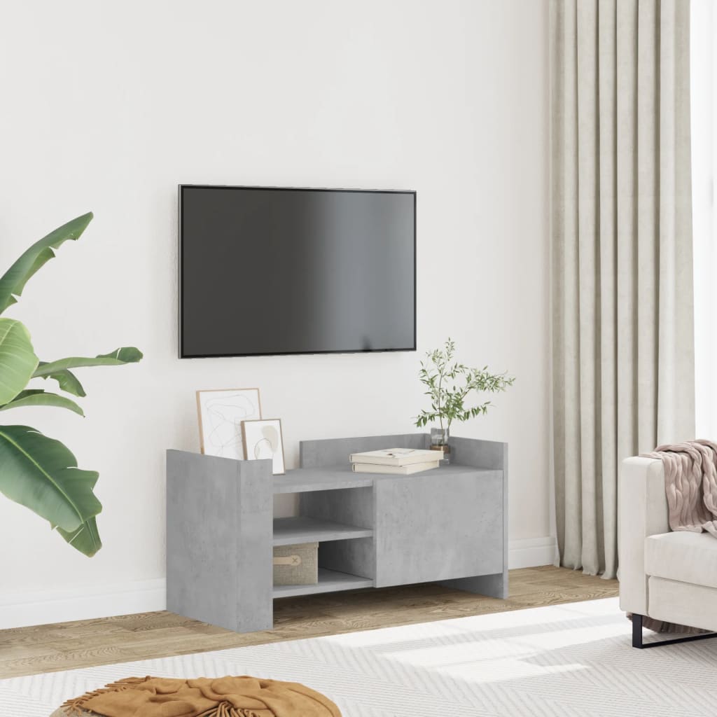 Meuble TV gris béton 80x35x40 cm bois d'ingénierie - XIOS