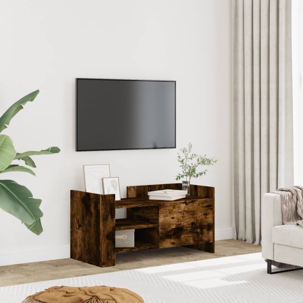 Meuble TV chêne fumé 80x35x40 cm bois d'ingénierie - XIOS