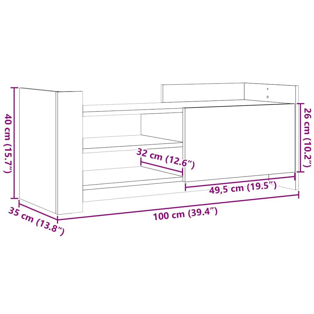 Meuble TV Sonoma gris 100x35x40 cm Bois d'ingénierie - XIOS