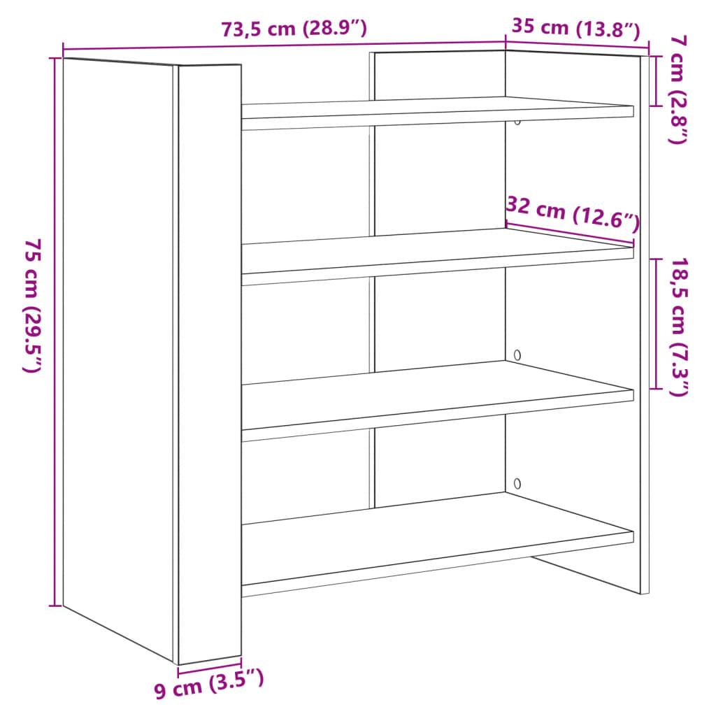 Buffet chêne marron 73,5x35x75 cm bois d'ingénierie - XIOS