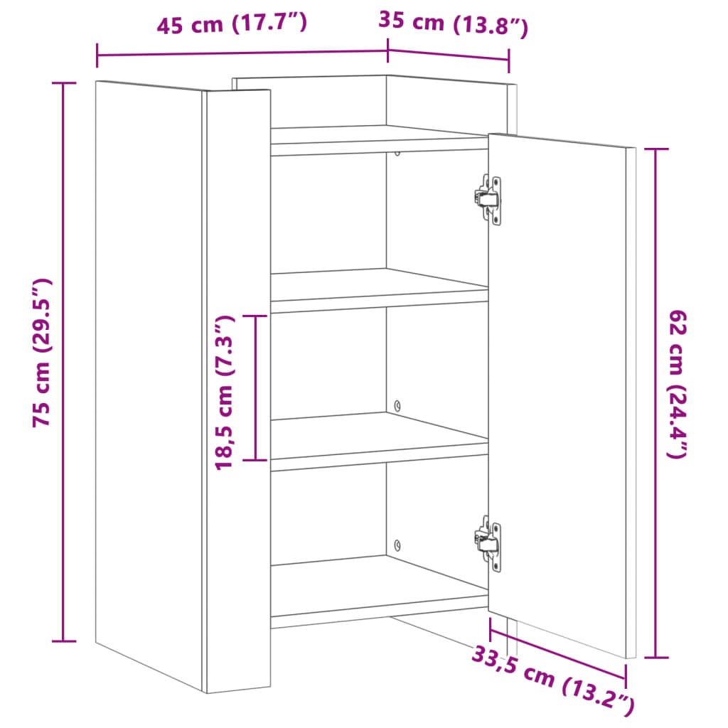 Buffet gris béton 45x35x75 cm Bois d'ingénierie - XIOS