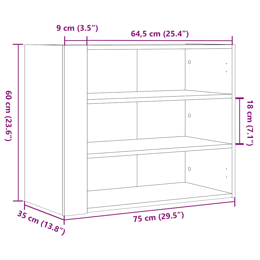 Armoire murale noir 75x35x60 cm bois d'ingénierie - XIOS