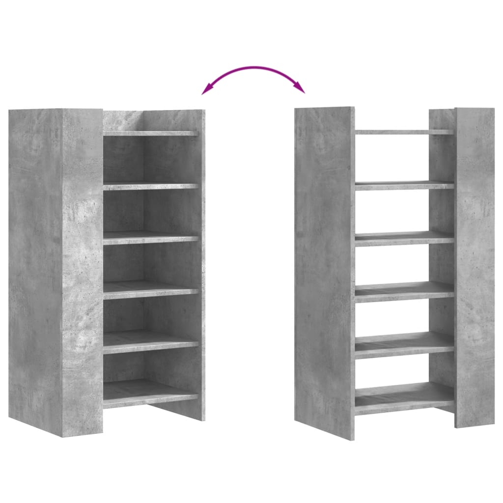 Armoire à chaussures gris béton 52x37,5x100cm bois d'ingénierie - XIOS