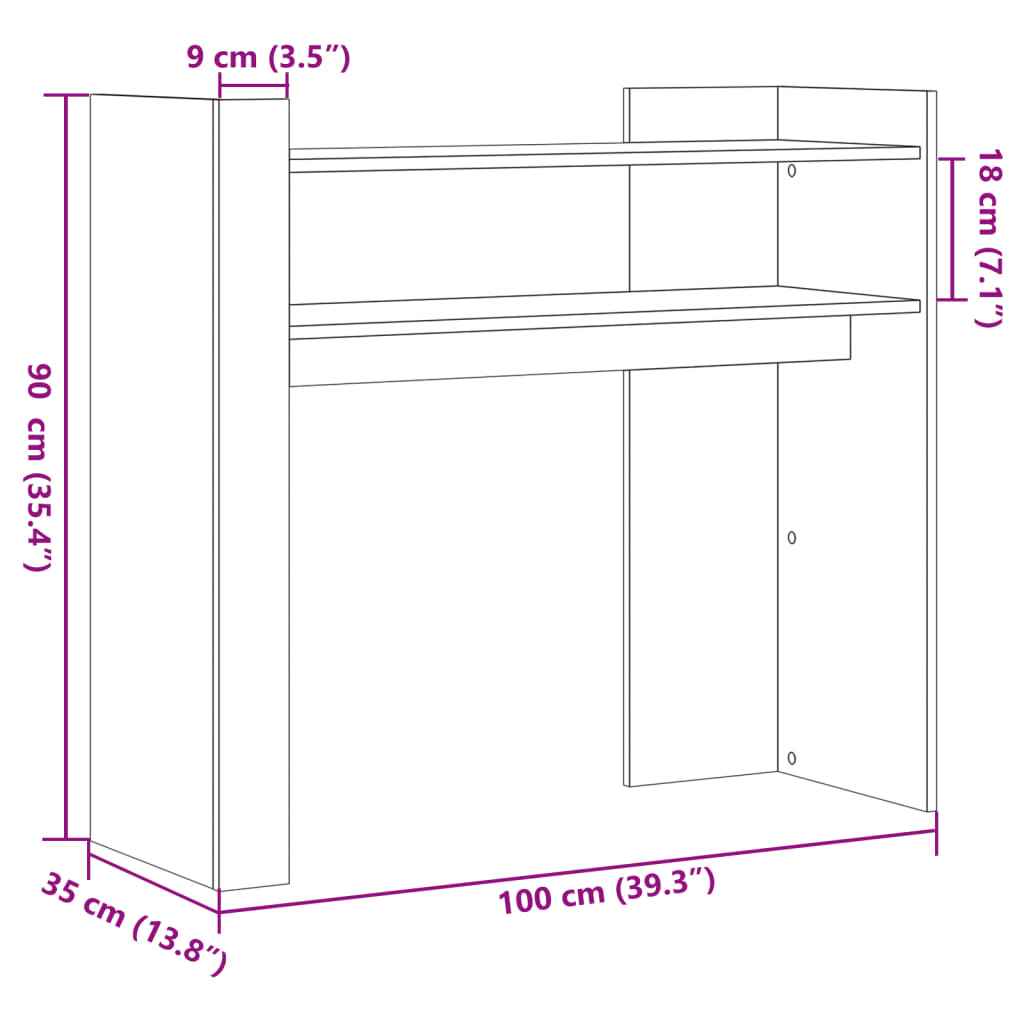 Table console sonoma gris 100x35x90 cm bois d'ingénierie - XIOS