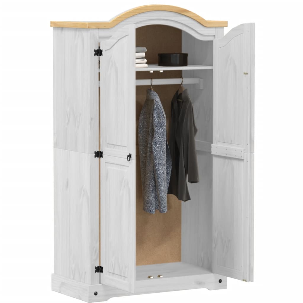 Garde-robe Corona blanc 102x52x186 cm bois de pin massif - XIOS
