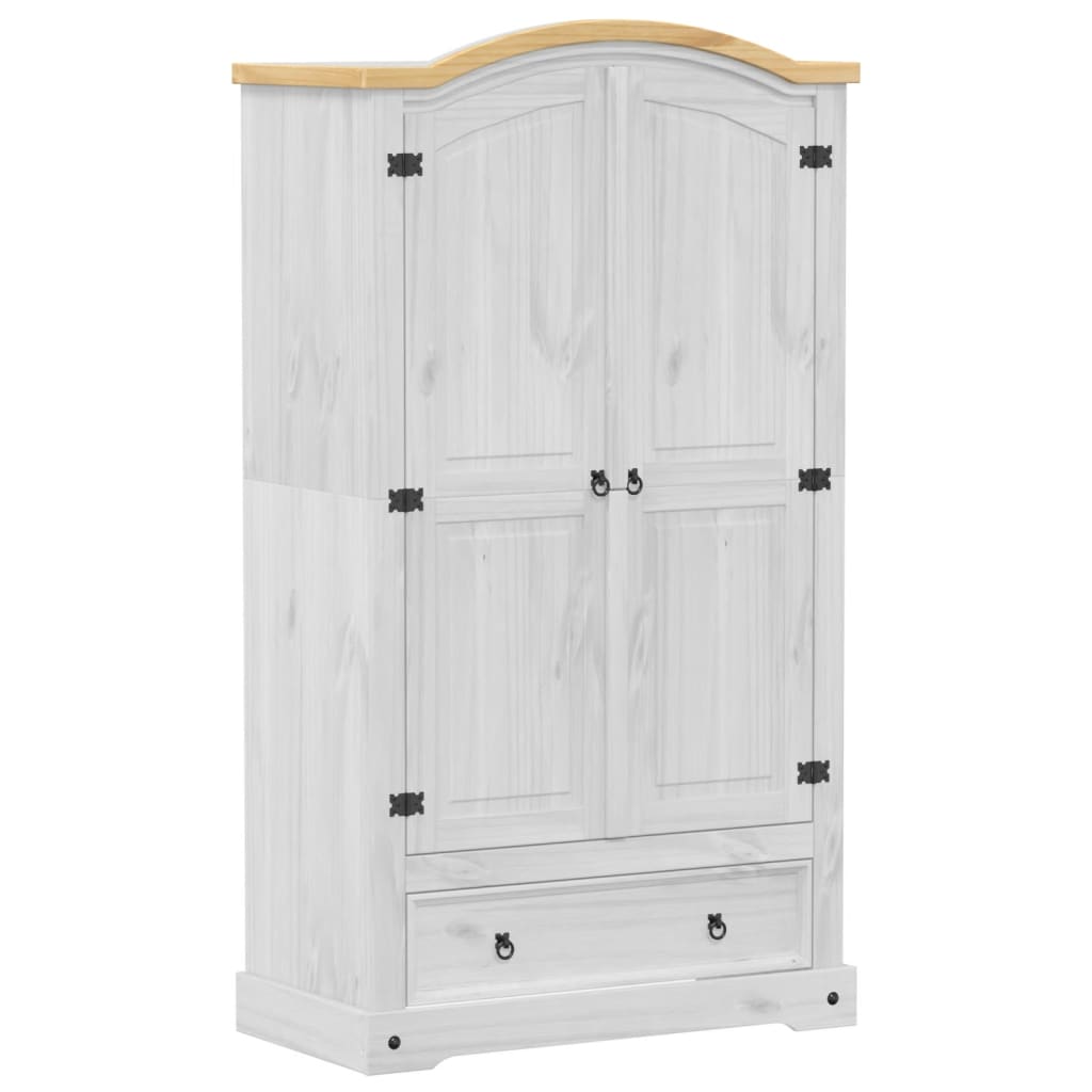 Garde-robe Corona blanc 102x52x186 cm bois de pin massif - XIOS