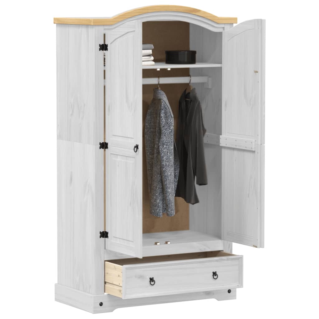 Garde-robe Corona blanc 102x52x186 cm bois de pin massif - XIOS