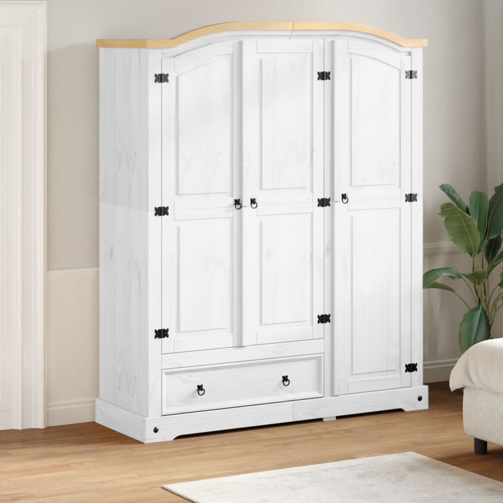 Garde-robe Corona blanc 151,5x52x186 cm bois de pin massif - XIOS