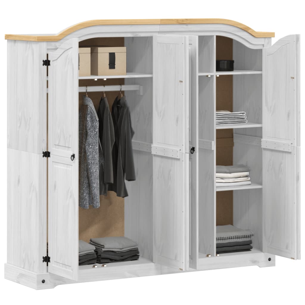 Garde-robe Corona blanc 194x52x186 cm bois de pin massif - XIOS