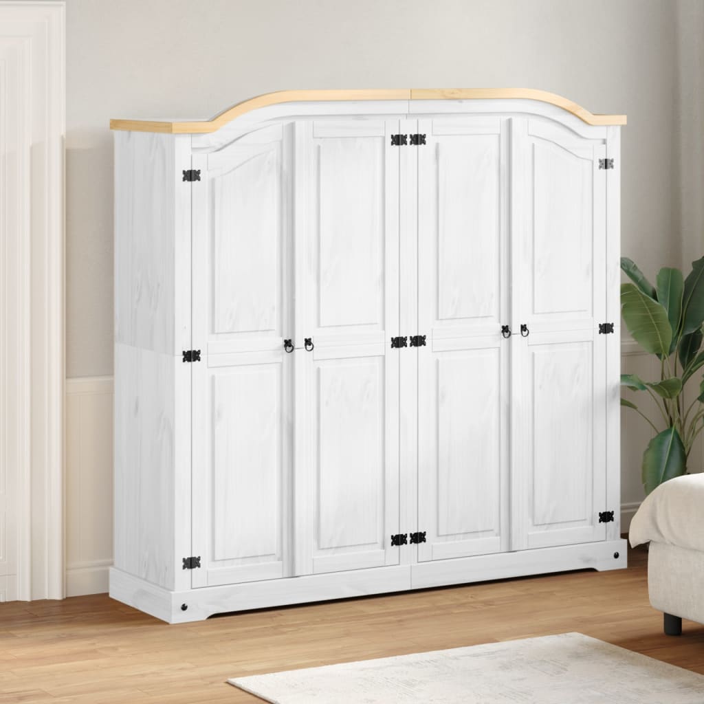 Garde-robe Corona blanc 194x52x186 cm bois de pin massif - XIOS