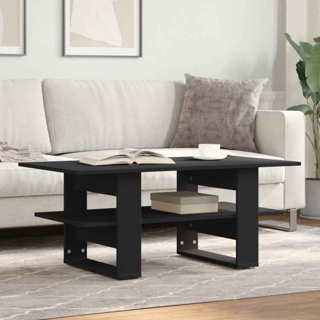 Table basse noir 102x55x42 cm bois d'ingénierie - XIOS