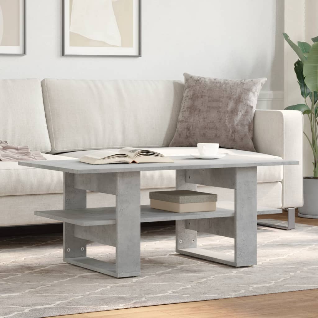 Table basse gris béton 102x55x42 cm bois d'ingénierie - XIOS