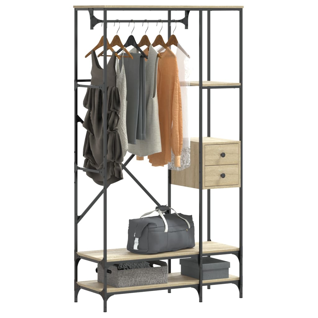 Porte-vêtements avec étagères chêne sonoma bois d'ingénierie - XIOS