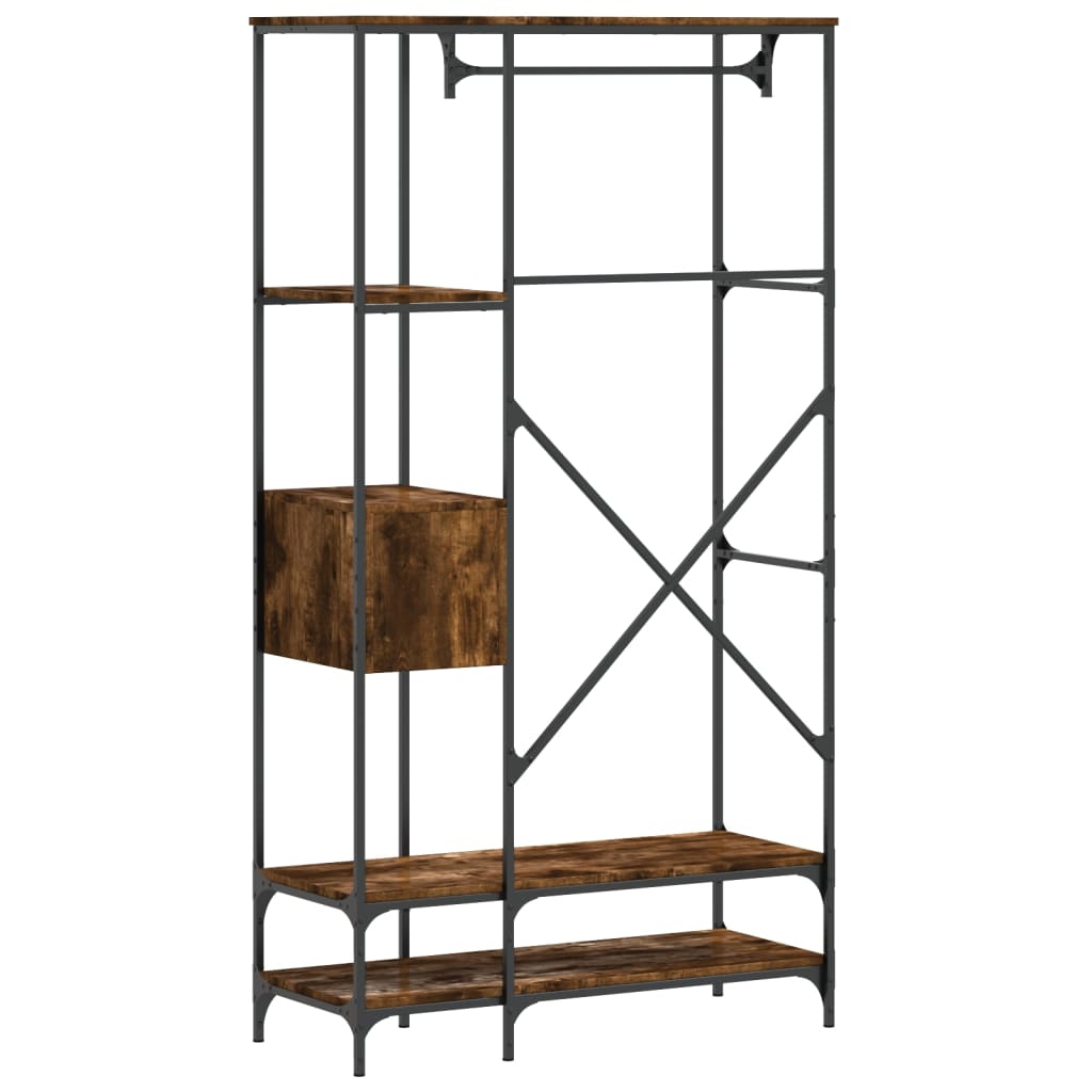 Porte-vêtements avec étagères chêne fumé bois d'ingénierie - XIOS