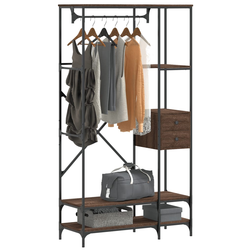 Porte-vêtements avec étagères chêne marron bois d'ingénierie - XIOS