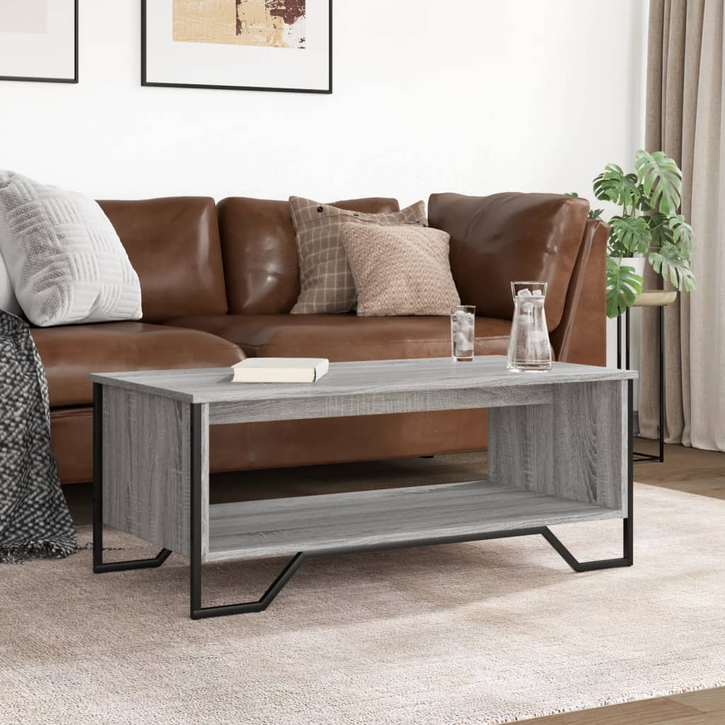 Table basse sonoma gris 100x51x40 cm bois d'ingénierie - XIOS