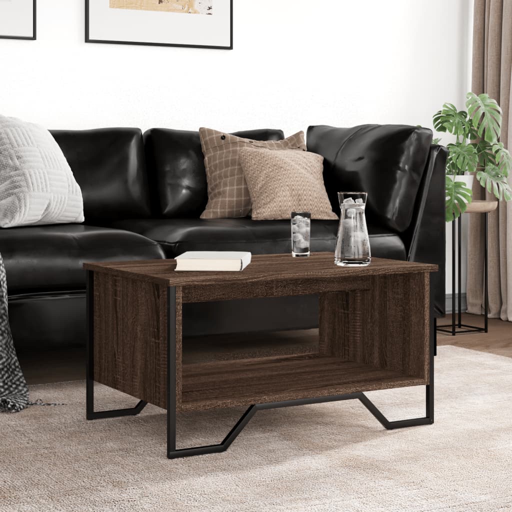 Table basse chêne marron 75x51x40 cm bois d'ingénierie - XIOS