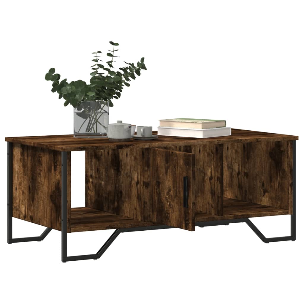 Table basse chêne fumé 100x51x40 cm bois d'ingénierie - XIOS