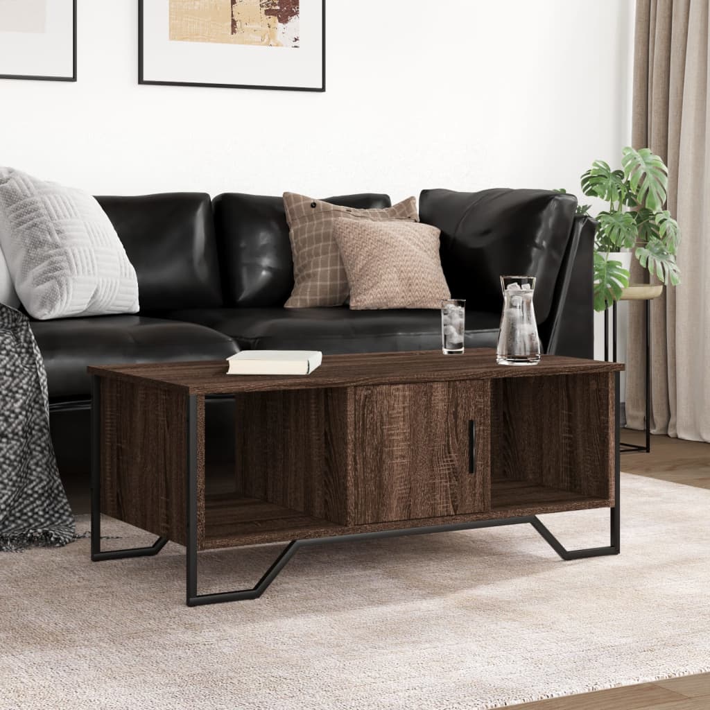 Table basse chêne marron 100x51x40 cm bois d'ingénierie - XIOS