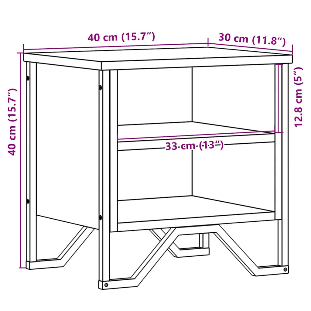 Tables de chevet 2 pcs noir 40x30x40 cm bois d'ingénierie