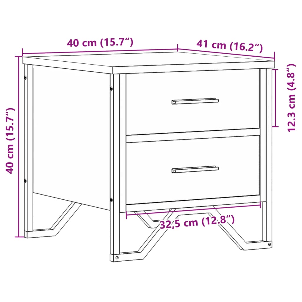 Table de chevet chêne sonoma 40x41x40 cm bois d'ingénierie - XIOS