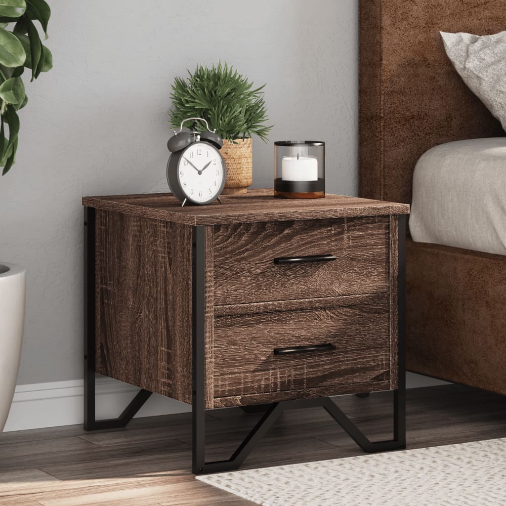 Table de chevet chêne marron 40x41x40 cm bois d’ingénierie - XIOS