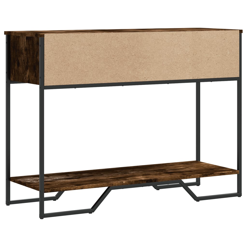 Table console chêne fumé 100x35x74,5 cm bois d'ingénierie - XIOS
