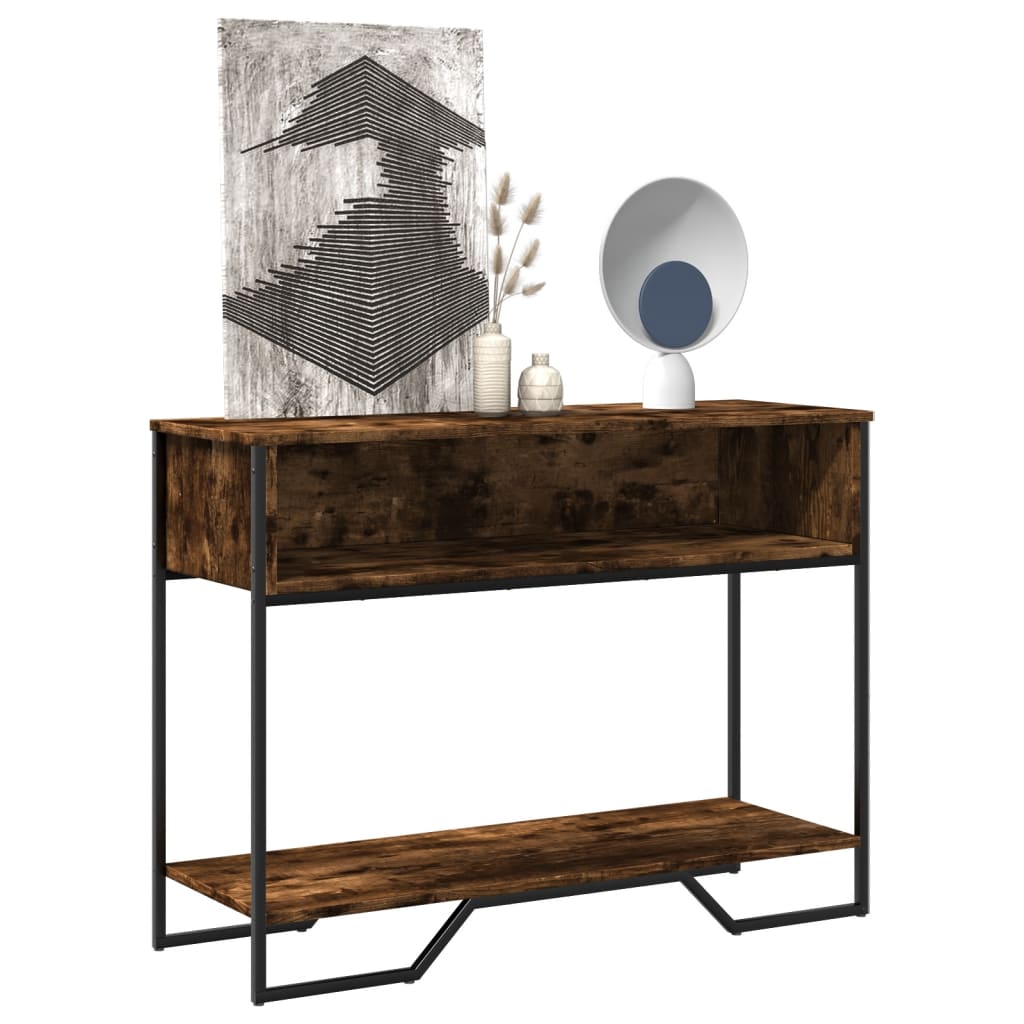 Table console chêne fumé 100x35x74,5 cm bois d'ingénierie - XIOS