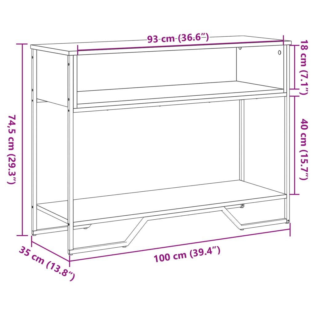 Table console sonoma gris 100x35x74,5 cm bois d'ingénierie - XIOS
