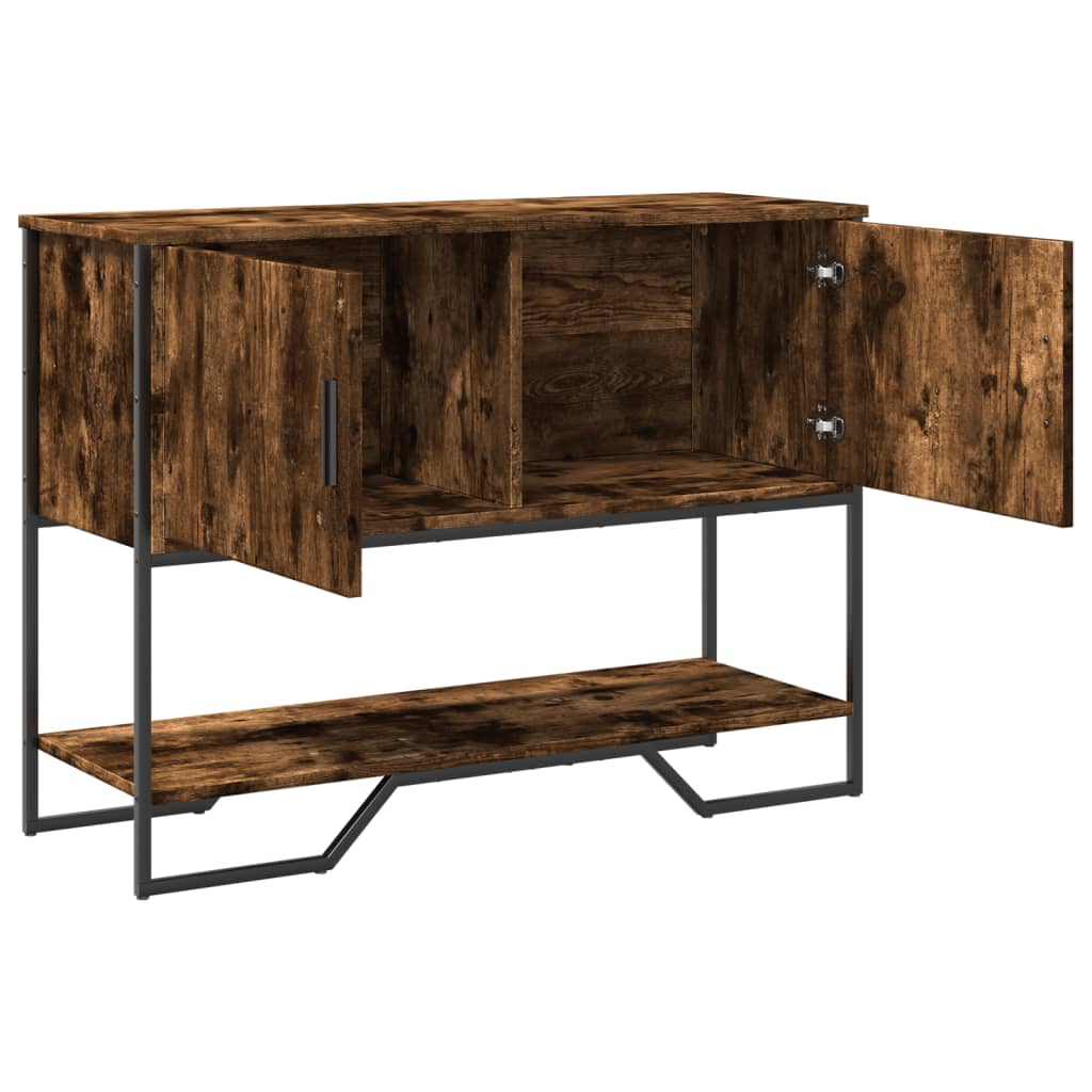 Table console chêne fumé 100x35x74,5 cm bois d'ingénierie - XIOS
