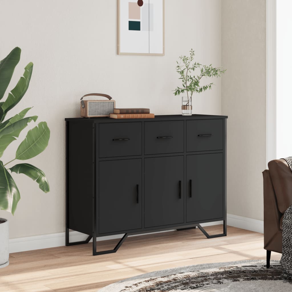 Buffet noir 97x32,5x74,5 cm bois d’ingénierie - XIOS
